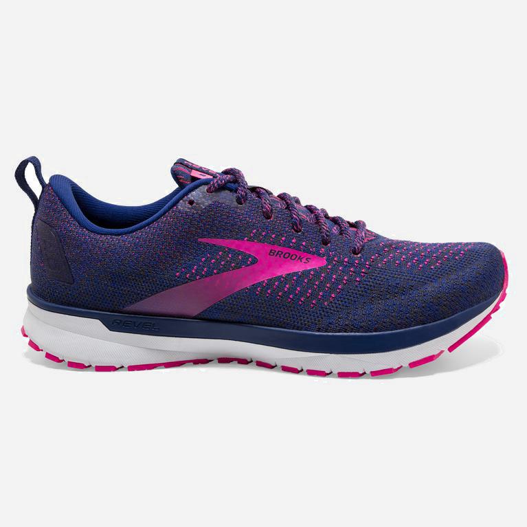 Brooks Revel 4 Womens Road Running Shoes - Blue/Ebony/Pink - Philippines (728563GAF)